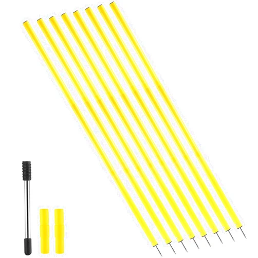 Hiboom 8 Pcs Training Agility Poles, 60 Inch Adjustable Soccer Agility Poles Soccer Practice Poles Sports Coaching Sticks Athletic Speed Equipment Football Training Set for Sports Exercise(Yellow)