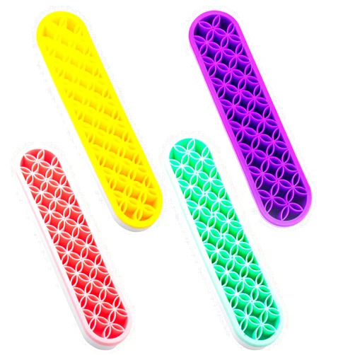 QUYLIXX 4 Pcs Silicone Makeup Brush Holder Stand Multipurpose Cosmetic Travel Storage Box Painting Pen Brush Organizer Desktop Makeup Brush Drying Rack for Brush, Eyeliner Pencil Art (Multicolored)