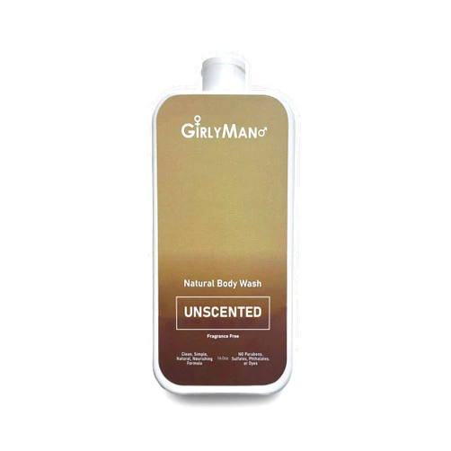 GirlyMan Natural Body Wash - Made with Olive Oil & Aloe Extract, No Artificial Fragrance, PH Balanced, Gentle Formula, Nourishing Ingredients, Family Owned (Unscented)