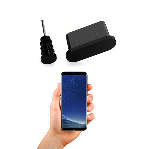 InnoGadgets 10x Anti Dust Plugs for Smartphone, MacBook, Laptop | USB-C Dust Plug for Samsung Galaxy S8, S9, S10 | Silicone Dust Plug – Black