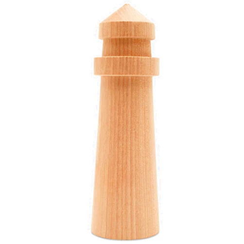Pinehurst Crafts Large Unfinished Wood Lighthouse, Great to Paint or Use for Crafting, Beach & Ocean Décor, 5-1/2 Inch Tall by 1-3/4 Inch Wide, Pack of 2