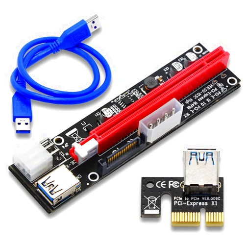 JacobsParts PCI-E 1x to 16x Powered USB3.0 GPU Riser Extender Adapter Card