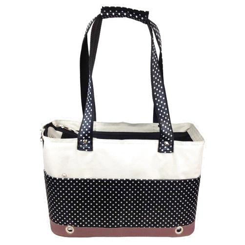 Pet Life Tote Spotted Fashion Pet Carrier Purse - Dog Carrier with built-in leash securer and above-top dual-zipper