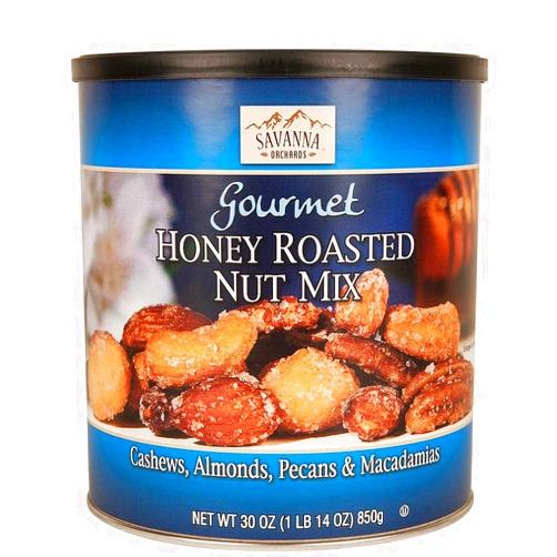 Savanna Orchards Gourmet Honey Roasted Nut Mix. Cashews, Almonds, Pecans &Macadamias. 30 oz. (Pack of1)