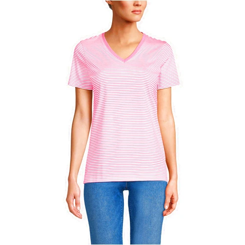 Lands' End Women's Relaxed American-Grown Supima Cotton V-Neck T-Shirt