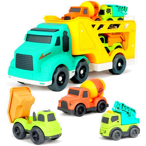 GDBAQAN Toddler Toys Trucks for 1 2 3 Year Old Boy, Kids Toy Cars with Dump Truck Toy, Crane, Mixer Cement, No BPA, No Phthalates, PVC, Baby Toys for Ages 2-4, Baby Boy Gifts for Birthday Christmas