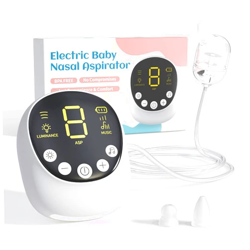 X-Bosak Nasal Aspirator for Baby, Hospital Grade, Electric Nose Sucker with Adjustable 9 Levels Suction, Rechargeable with Night Light and Nursery Rhyme, White