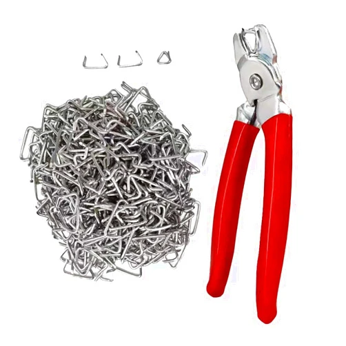 DAYSLIVES Hog Ring Pliers Angled with 300 Galvanized Hog Rings, Professional Spring-Loaded Pliers Upholstery Installation Kit Tool for Upholstery, Fence, Bungee Cord, Sausage and Meat Casings