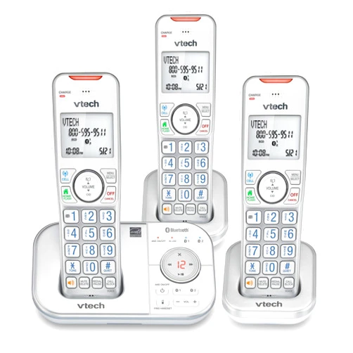 Vtech VS112-37 DECT 6.0 Bluetooth 3 Handset Cordless Phone for Home with Answering Machine, Call Blocking, Caller ID, Intercom and Connect to Cell (Silver & White)