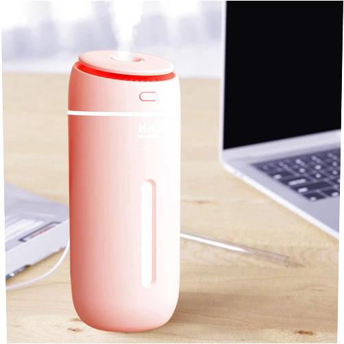 Lopunny USB Humidifier with Colorful Light ,Large Capacity 400ML Quiet Cool Mist Humidifier,Ultrasonic Aromatherapy Essential Oil Diffuser, for Car and Office ,Plants, Easy to Clean (Pink)