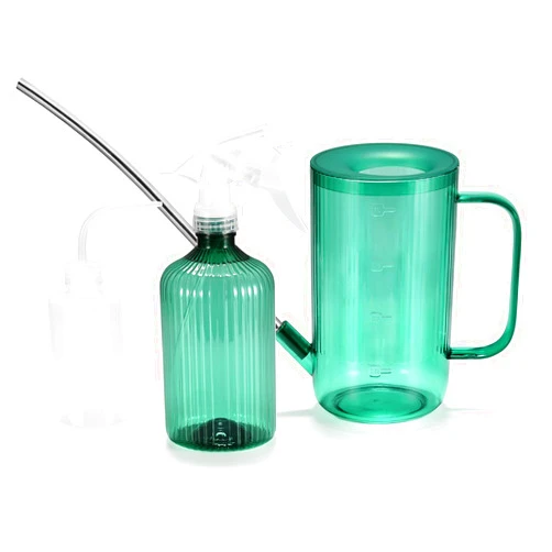 ONEDONE Watering Can Indoor Plants - Plant Watering Can 34 OZ, Long Spout Small Watering Can for House Plants Garden Potted Flowers with Spray Bottle, Squeeze Bottle Green
