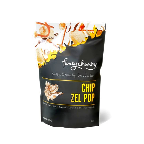 Funky Chunky Gourmet Popcorn, Chocolatey Popcorn, Pretzel, and Nutty Mixes, Chip Zel Pop, 19-Ounce Large Bag (Pack of 1)