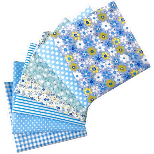 Qililandiy 7 Pcs Fat Quarters Fabric Bundles Quilting Fabric Bundle Patchwork for Sewing Quilting and Crafting (Blue)