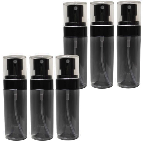PimyRcyi 2oz Small Travel Spray Bottle Empty 60ml Transparent Black Fine Mist Toner Plastic Bottle(6pcs,Black)