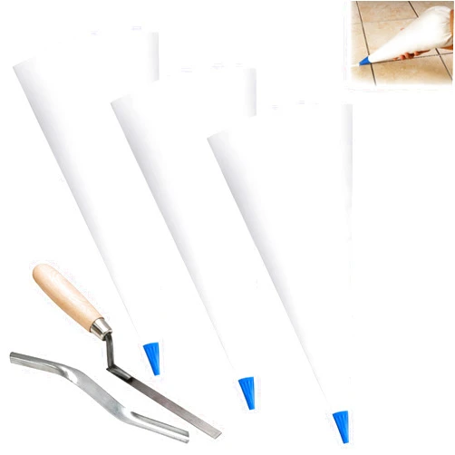 Biaungdo 3 Pack Tile Grout Masonry Mortar Bag & Brick Jointer & Tuck Pointers, Heavy Duty Piping Bags Grout Sealer Bag for Tile Installation(Blue)