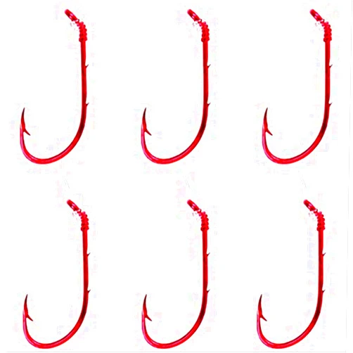 Eagle Claw Snelled Hook, Red, Pack of 6, Size 10