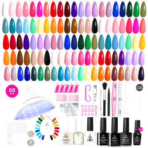 Beetles Gel Polish Beetles Gel Nail Polish Kit with U V Light 68 Pcs Emotional Spectrum 35 Colors Gel Polish Nail Kit with Base and Matte&Glossy Top Coat Soak Off All Season Gel Nail Kit Manicure Tools Gifts for Women