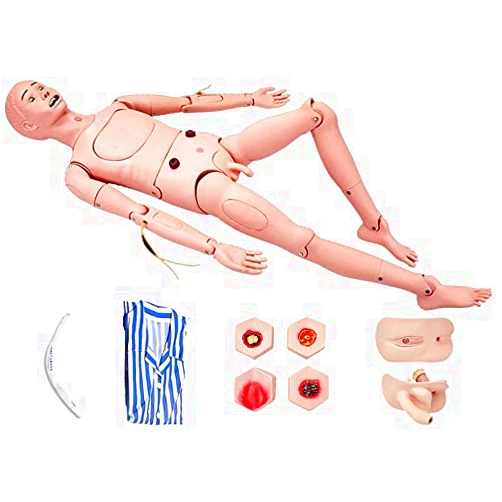 EXmalAia Teaching Model Nursing Nursing Manikin for Medical Training Elderly Nursing Patient Nursing Manikin with Interchangeable Genitals and Decubitus Modules,Female (Male)