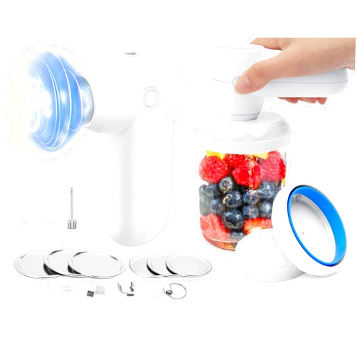 ALRICOL 6 in 1 Electric Mason Jar Vacuum Sealer Kit, Multi To Use, Fits Wide & Regular Mouth Mason Jars, Electric Handheld Vacuum Sealer For Jars & Vacuum Seal Containers