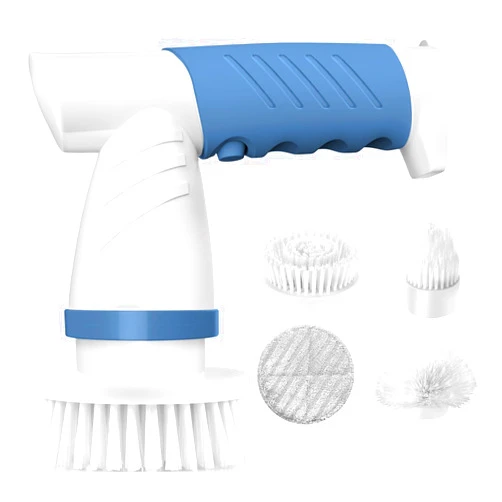 Iezfix Electric Spin Scrubber, IEZFIX Electric Cleaning Brush Bathroom Shower Scrubbing Cleaner Brush Power Scrubber Cordless with 4 Replaceable Brush Heads for Bathtub, Tile, Floor, Toilet, Kitchen - Blue
