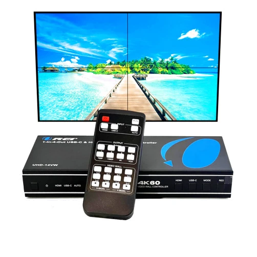 OREI 4K 2x2 HDMI or USB-C Video Wall Controller Processor Display Upto 4K 60hz 2x1, 1x2, 1x3, 1x4 Supports 180 Degree Rotate RS-232 Audio Extraction