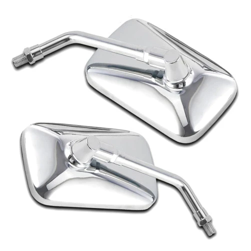 DREAMIZER 10MM Chrome Motorcycle Mirror Universal Rectangle Motorcycle Rear View Mirrors Compatible for Shadow Magna 750 Spirit 1100 Vulcan VN 500 800 1500 1600 SV650S Scooter Street Bike