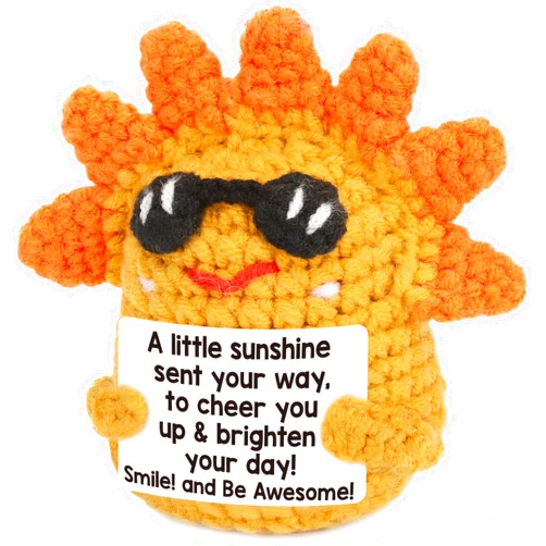 MY-ALVVAYS Mini Emotional Sunshine Support Gifts - Inspirational Cheer Up Gift for Women Men Friend Birthday Easter, Funny Positive Handmade Crochet Gift for Coworkers, Get Well Gifts Motivational Sunshine Decor