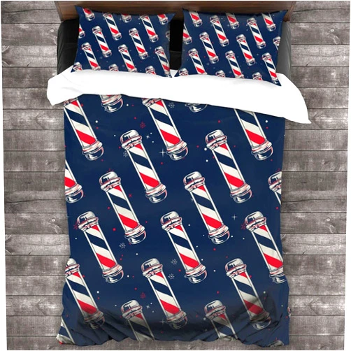 Attducza Retro Barber Pole Pattern 3-Piece Bedding Set 86