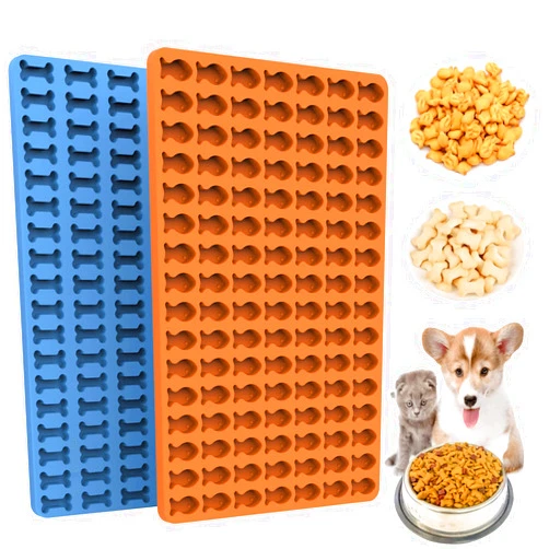 FantasyBear Silicone Dog and Cat Treat Molds,(2 Pack) Non-Stick Food Grade Silicone Molds for Chocolate, Candy,Cookies,Biscuit, Jelly, Ice Cube, Hademade Dog Treat Molds(Bones and Fishes 2 Pack)