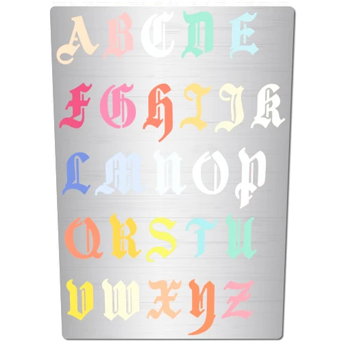 GORGECRAFT Metal Journal Stencil Old English Font Ancient Alphabet Letter Stainless Steel Stencils Gothic Lettering Template for DIY Engraving Painting on Wall Wood Scrapbooking Decor 7.5x5.5inch