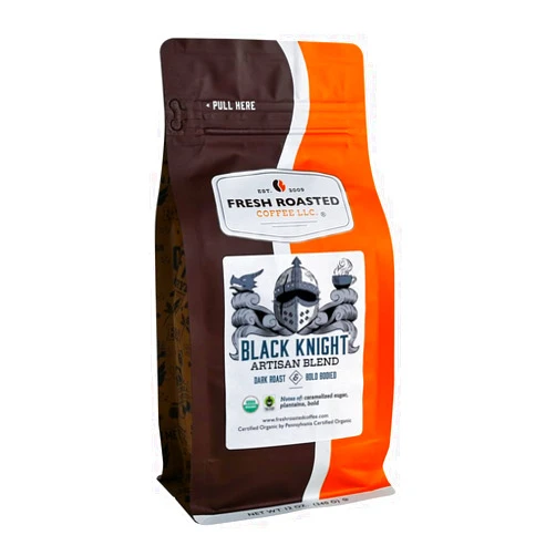 Fresh Roasted Coffee, Organic Black Knight, 12 oz, Dark Roast, Fair Trade Kosher, Ground