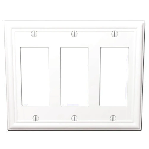 Amerelle 149RRRW Chelsea Wallplate, 3 Rocker, Steel, White, 1-Pack