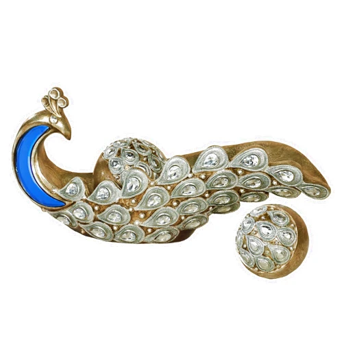 Touch of Class Feathered Splendor Blue Peacock Table Bowl with Orbs Set of Three | Centerpiece Elegant Style Decor for Aesthetic Room