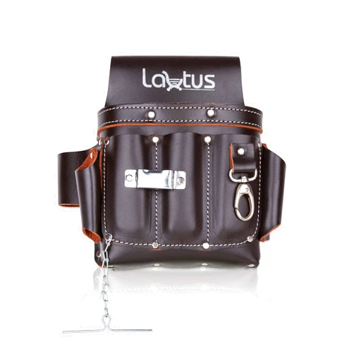 LAUTUS Top/Full Grain Leather Tool Pouch Bag | Electrician/Contractor, Electric Bag | 10 Pockets | 100% Leather Dark Brown