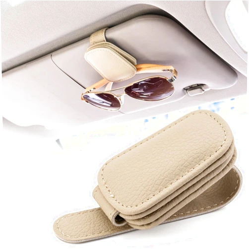 Wenvastree Sunglasses Holders for Car Sun Visor-Magnetic Leather Sunglasses Holder for car-Eyeglass Hanger Clip-Car Visor Accessories for Woman Man car Accessories Interior (Brown)