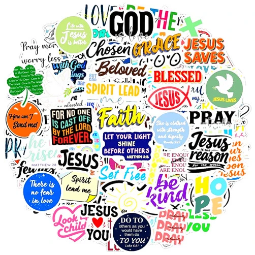 KASANYER 300PCS Inspirational Christian Stickers, Vinyl Waterproof Jesus Bible Verse Stickers for Prayer Board Scrapbook Water Bottle Laptop, Religious Faith Christian Easter Gifts for Kids Women Men