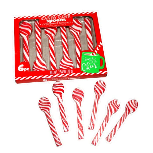 Greenbrier CANDY CANE Spoons, peppermint flavored, (1) box