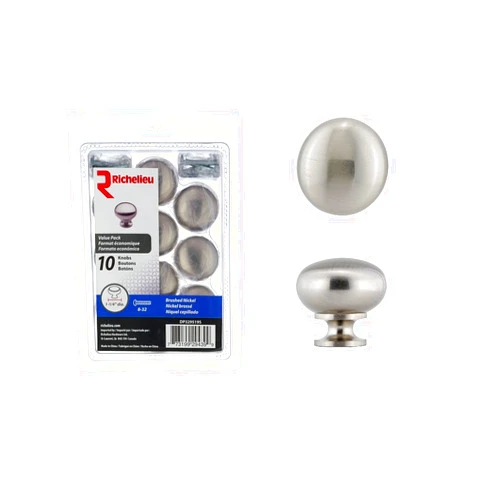 Richelieu Hardware DP3295195 (10-Pack) Buffalo Collection 1 1/4-inch (32 mm) Brushed Nickel Modern Cabinet and Drawer Knob for Kitchen, Bathroom, and Furniture