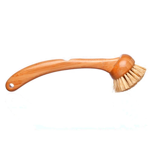 LOLA Products Eco Clean Bamboo Dish Brush | Multipurpose, Eco-Friendly | Durable Ergonomic Renewable Bamboo Handle for Maximum Cleaning Torque | Fibers Made from Recycled Soda/Water Bottles - 1 CT