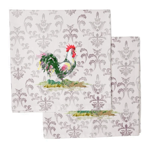 Vargottam Luxury Collection Dinner Table Linen Decor Cotton Napkin Printed Fabric Reusable Napkins Set of 6, 20 X 20 - Rooster