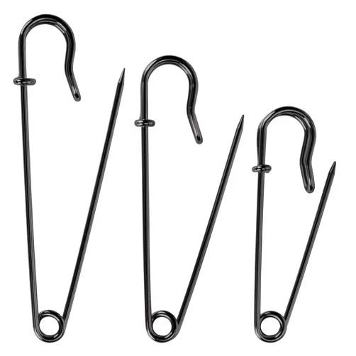 MVSSP Bulk Pack of 20 Black Heavy-Duty Safety Pins – Assorted Sizes (2