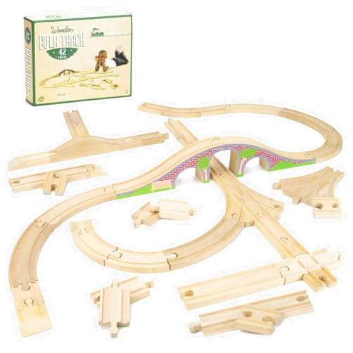 Conductor Carl Wooden Train Track Set | Kids Games | Compatible with Toy Train Brands | Small Expansion Set - 42 Pieces