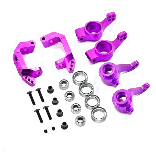 Dantenron Aluminum RC Steering Knuckle Hub Upgrade Parts Kits 102210 102010 102011 102212 102012 Part Compatible with HSP Redcat Racing Lightning Volcano EPX Monster 1/10 RC Model Car Truck (Purple)