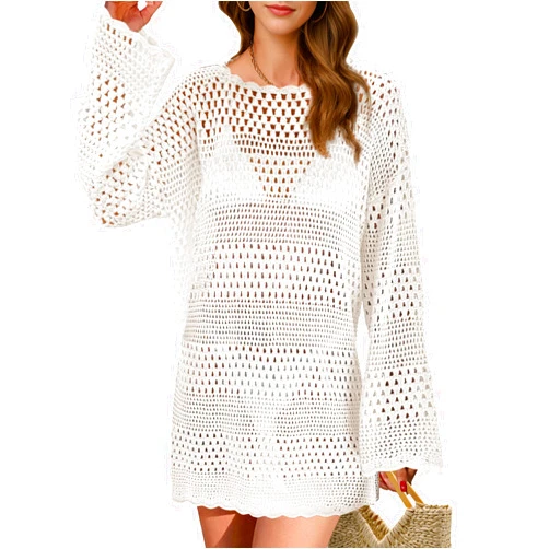 Buauty Womens Swimsuit Coverup Crochet Swim Cover Ups Bikini Bathing Suits Swimwear 2024 Summer Beach Dress Vacation Outfits