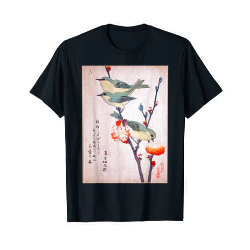 The Art of Print by MCMA - Digitally Enhanced Art Japanese Birds Cherry Blossom - Vintage Woodblock Art T-Shirt
