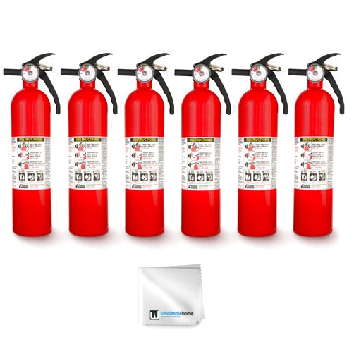 Kidde FA110 Multipurpose Fire Extinguishers 6 Pack - Red, (Rating 1-A:10-B:C) Includes Wholesalehome Cleaning Cloth