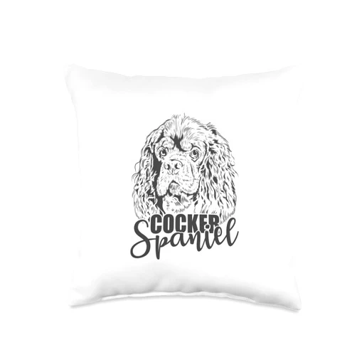 Cocker spaniel dog pet animal breed male paw bark Cocker Spaniel Dog Head Pet Throw Pillow, 16x16, Multicolor