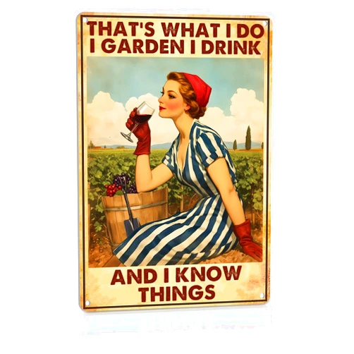 ALREAR Garden Signs for Outside Wall Decor Funny Metal Signs Vintage Garden Decor for Gardener Gardening Sign Cottage Core Room Decor 8x12 Inches