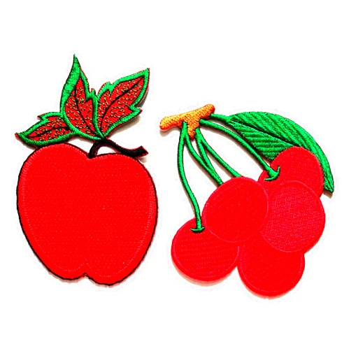 NiPitShop Cartoon Patch Nipitshop Patches Set 2 Pcs Red Apple Fruit Cherry DIY Applique Embroidered Sew Iron on Patch for Clothes Backpacks T-Shirt Jeans Skirt Vests Scarf Hat Bag