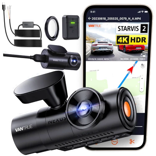 VANTRUE [ Bundle-4 Items: Vantrue N4 Pro 4K 3CH +CPL + Hardwire Kit+ Remote Control ] True 4K Wi-Fi 3-Channel Dashcam, STARVIS 2 IMX678 Night Vision, HDR, Voice Control, GPS Cam for Uber Drivers